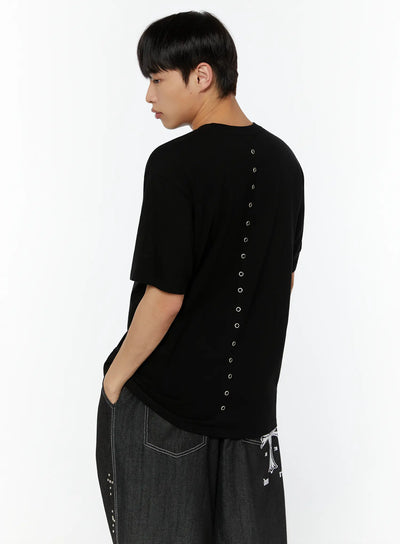 mens-eyelet-back-t-shirt-iu515 / Black