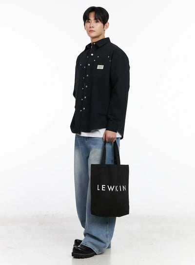 men-s-button-up-bio-cotton-shirt-im518 / Black