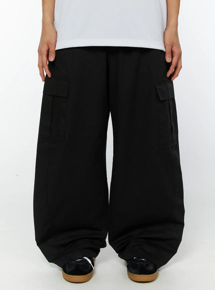 mens-wide-leg-cargo-pants-iy514 / Black