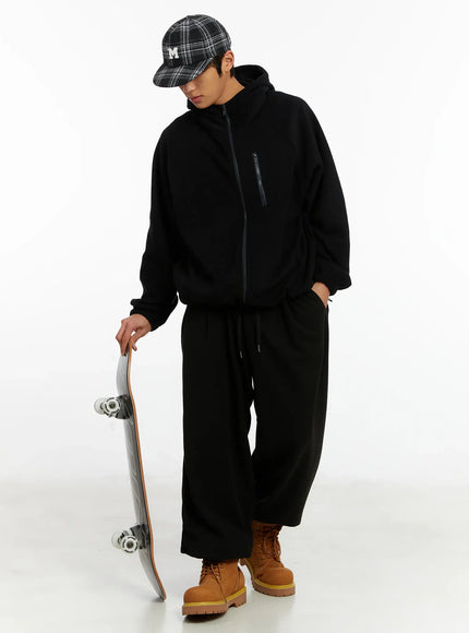 mens-fleece-zip-up-hoodie-id524 / Black