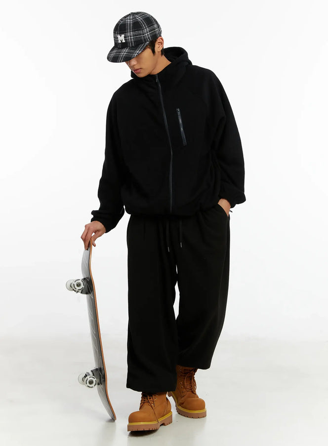 mens-fleece-zip-up-hoodie-id524 / Black