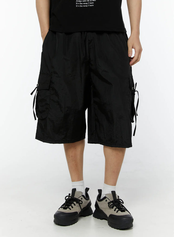 mens-utility-cargo-bermuda-pants-black-iu508 / Black