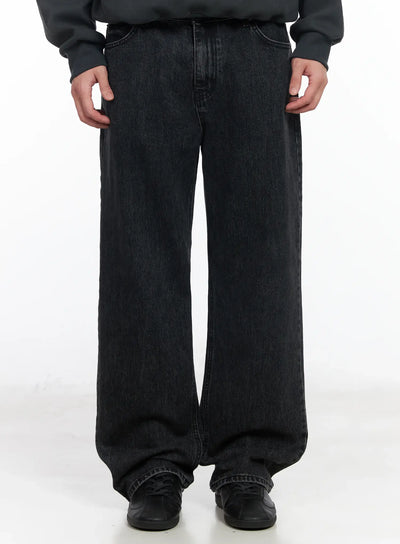mens-baggy-fit-wide-leg-jeans-im518 / Black