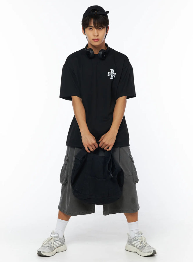 mens-chrome-crack-graphic-t-shirt-iy529 / Black