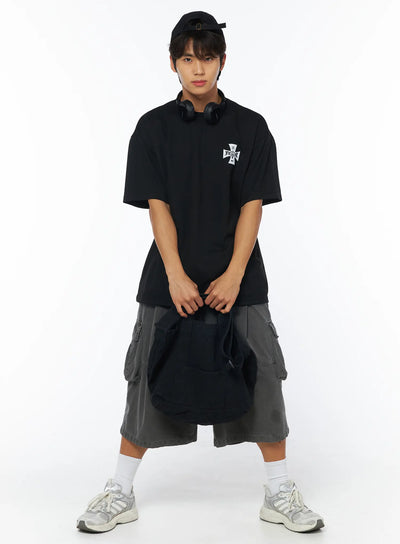 mens-chrome-crack-graphic-t-shirt-iy529 / Black