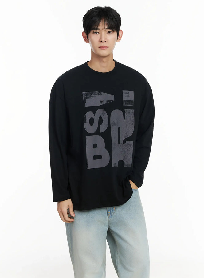 mens-graphic-long-sleeve-shirt-if517 / Black