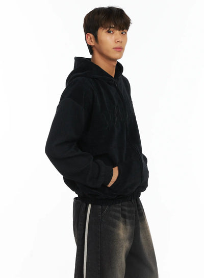 mens-velvet-zip-up-hoodie-ij514 / Black