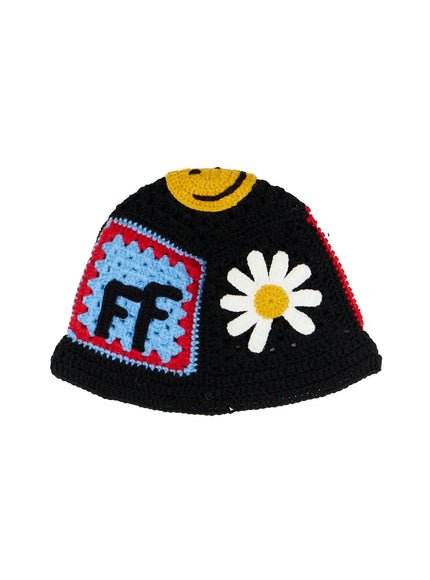 mens-patch-crochet-beanie-ij512 / Black