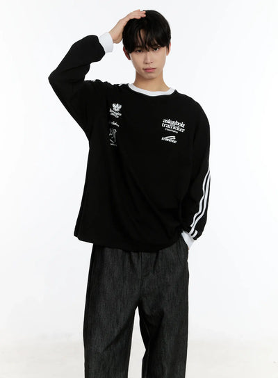 mens-graphic-long-sleeve-t-shirt-id502 / Black