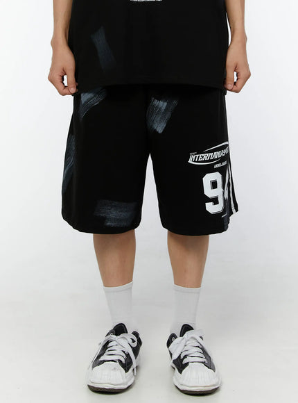 mens-graphic-bermuda-shorts-black-iu518 / Black