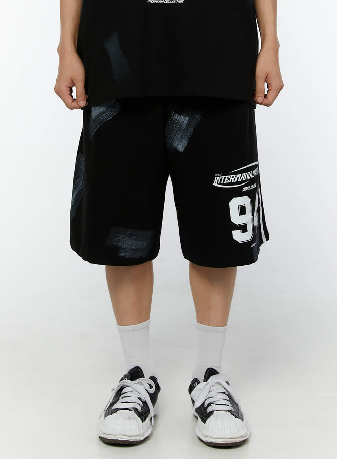 mens-graphic-bermuda-shorts-black-iu518 / Black
