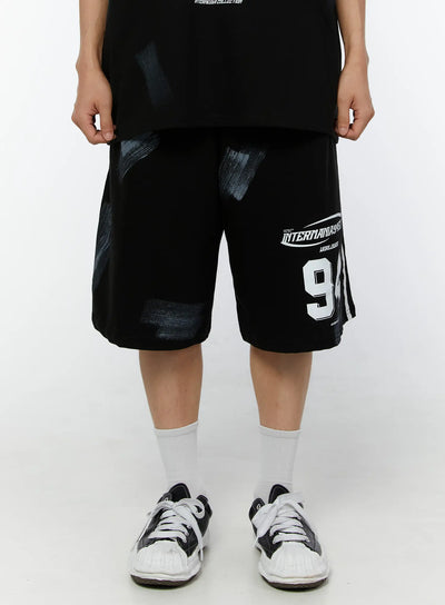 mens-graphic-bermuda-shorts-black-iu518 / Black