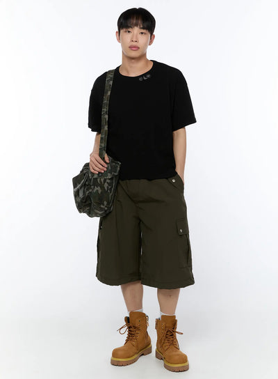 mens-embroidered-waffle-knit-t-shirt-ia520 / Black