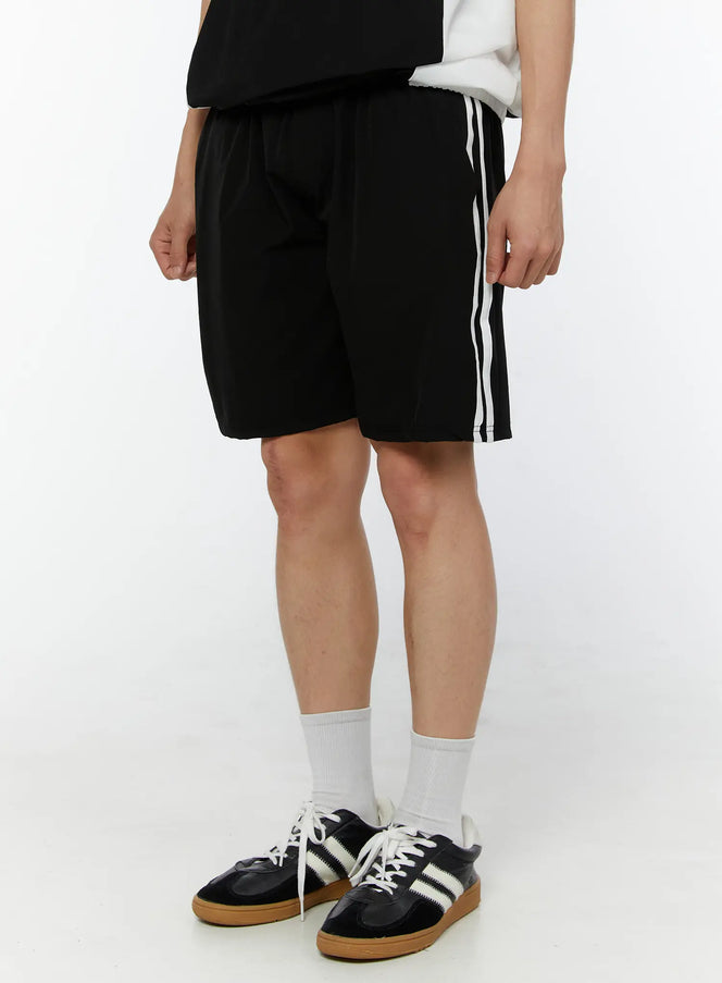 mens-athletic-striped-shorts-iu518 / Black