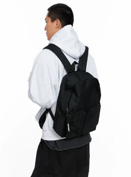mens-casual-two-pocket-backpack-is519 / Black