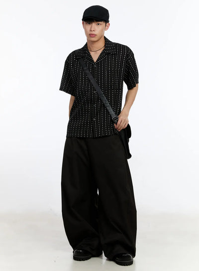 mens-striped-patterned-shirt-ia508 / Black
