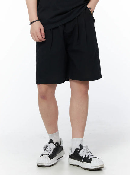 mens-casual-pintuck-shorts-black-iy522 / Black