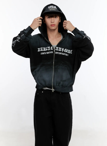 Men's Graphic Zip-Up Hoodie IS530 - Korean Men's Fashion | LEWKIN
