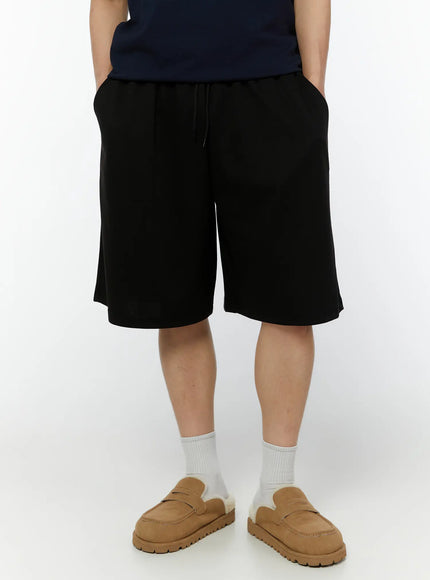 mens-basic-elastic-waist-sweat-shorts-iu515 / Black