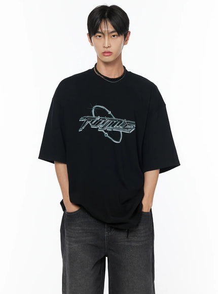 mens-cyber-graphic-oversized-tee-iu510 / Black