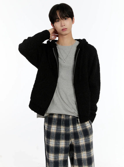 mens-boucle-knit-zip-up-hoodie-id502 / Black