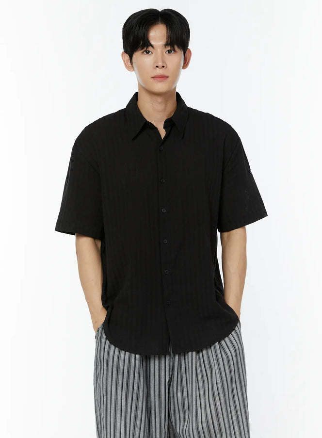 mens-roll-up-sleeve-shirt-iu504 / Black