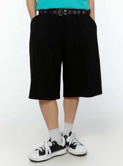 mens-belted-summer-bermuda-shorts-iu515 / Black