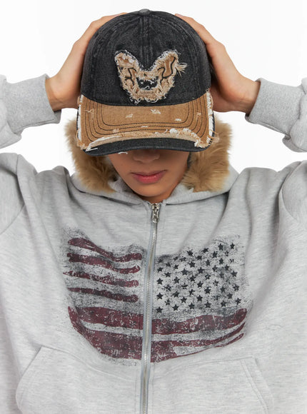 mens-vintage-distressed-denim-baseball-cap-id511 / Black