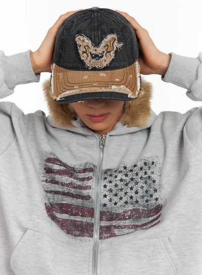 mens-vintage-distressed-denim-baseball-cap-id511 / Black