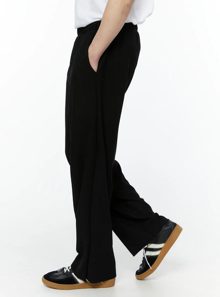 mens-pleated-wide-leg-pants-black-iy504 / Black