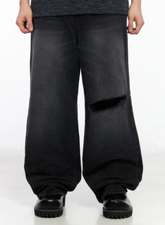 mens-distressed-baggy-jeans-ia501 / Black