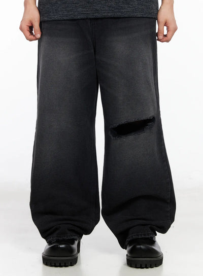 mens-distressed-baggy-jeans-ia501 / Black