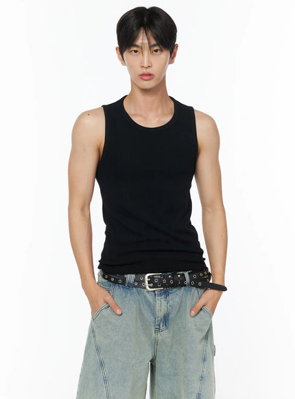 mens-ribbed-tank-iu510 / Black