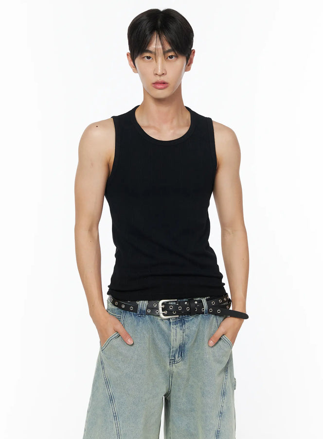 mens-ribbed-tank-iu510 / Black