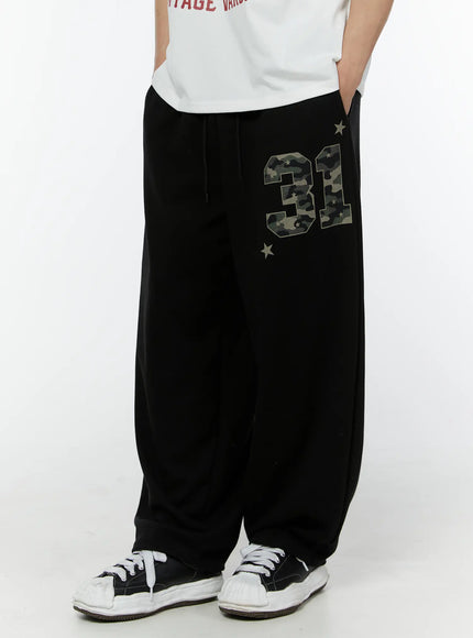 mens-camouflage-graphic-sweatpants-black-iu508 / Black