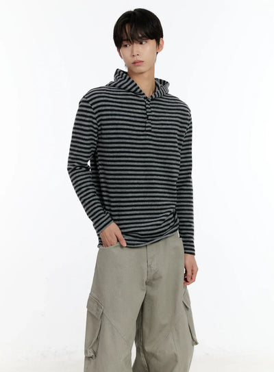 mens-striped-layered-hoodie-id502 / Black