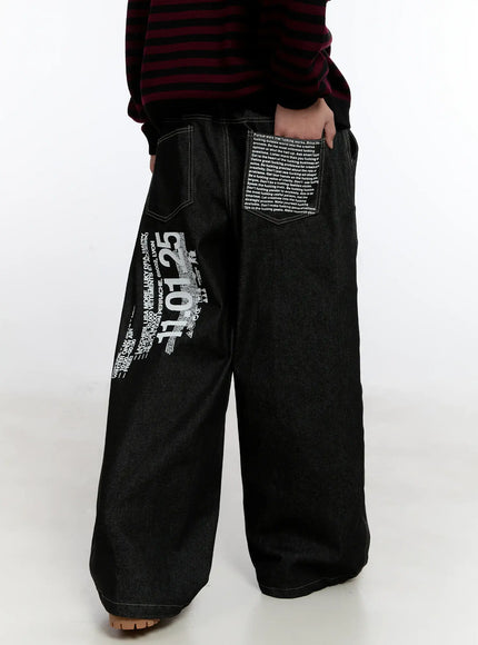 Men's Graphic Jeans (Black) IS529 - Korean Men's Fashion | LEWKIN Men's Graphic Jeans (Black) IS529 - Korean Men's Fashion | LEWKIN