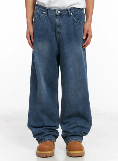 mens-semi-wide-fleece-jeans-id511 / Blue