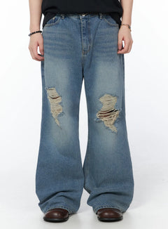 mens-colby-vintage-distressed-flared-jeans-iy525 / Blue