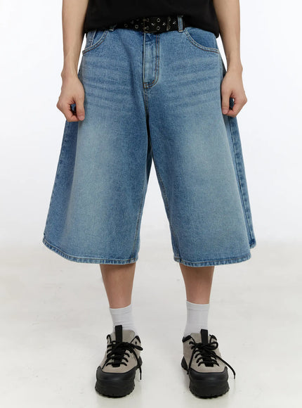 mens-washed-wide-fit-jorts-ia507 / Blue