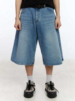 mens-washed-wide-fit-jorts-ia507 / Blue