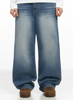 mens-washed-baggy-jeans-im516 / Blue