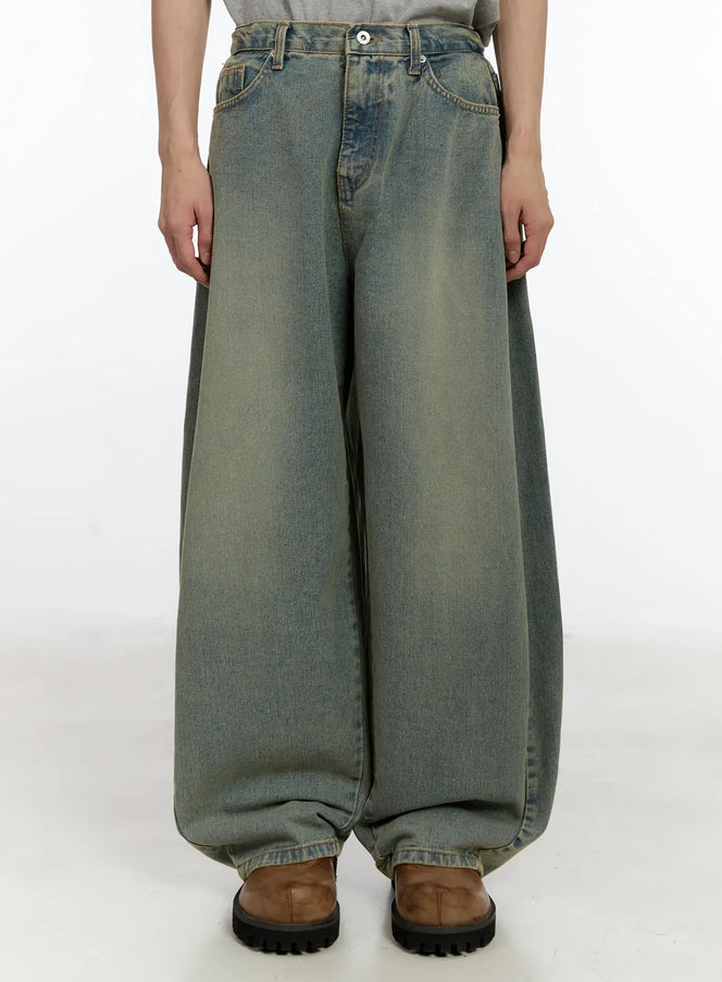 mens-relaxed-fit-wide-leg-jeans-blue-id502 / Blue