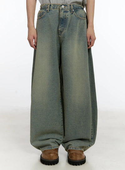 mens-relaxed-fit-wide-leg-jeans-blue-id502 / Blue