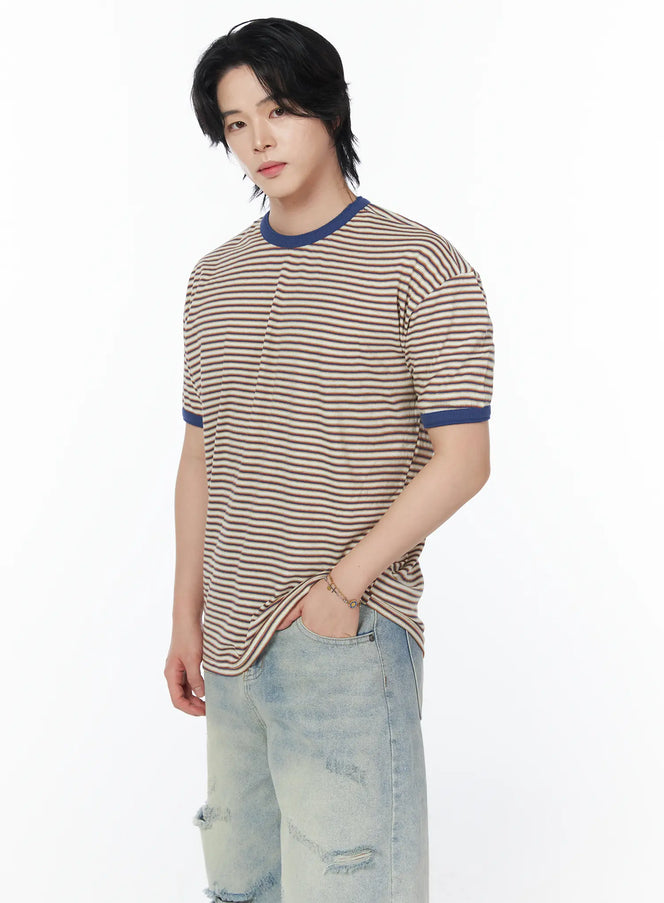 mens-striped-ringer-tee-iy519 / Blue