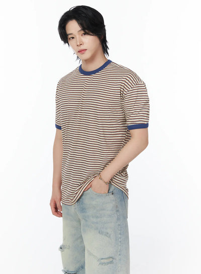 mens-striped-ringer-tee-iy519 / Blue