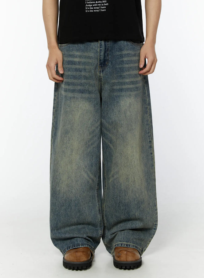 mens-adan-baggy-washed-jeans-iu508 / Blue