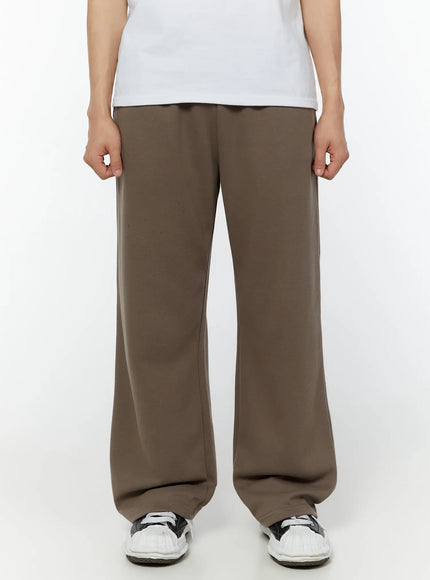 mens-basic-semi-wide-sweatpants-iu515 / Brown