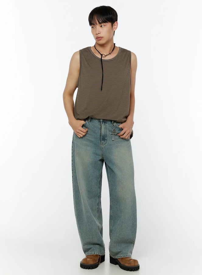 mens-striped-tank-top-iu516 / Brown