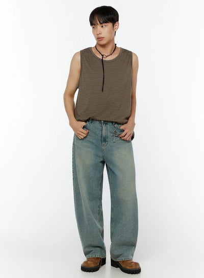 mens-striped-tank-top-iu516 / Brown